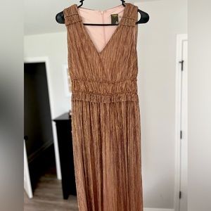 Golden Brown Maxi Dress / Wedding Guest or Formal